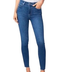 PAIGE Margot Ankle Super High Rise Skinny Jeans Transcend Vintage Jaques Raw Hem